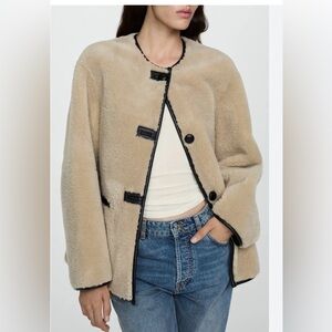 Women's Mango Tan Faux Shearling Jacket size S